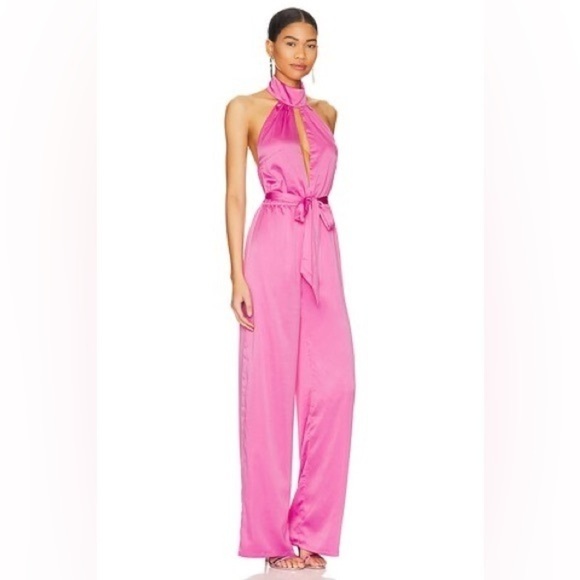 NWOT MORE TO COME x Revolve Janece Keyhole Jumpsuit in Pink size small (no belt) - Picture 2 of 11